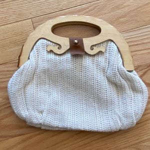 Vintage 1970’s Knit Bag Wood Handle